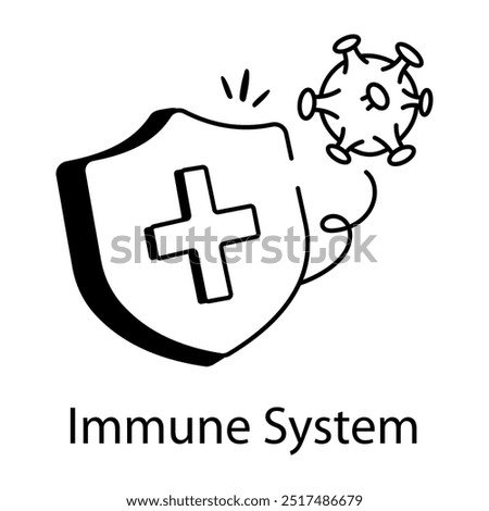 Immune system icon designed in doodle style 