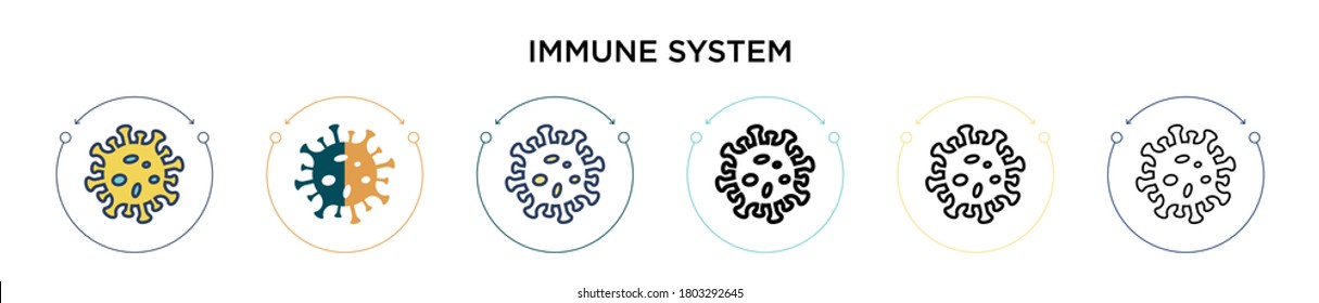 Immune system icon in filled, thin line, outline and stroke style. Vector illustration of two colored and black immune system vector icons designs can be used for mobile, ui, web