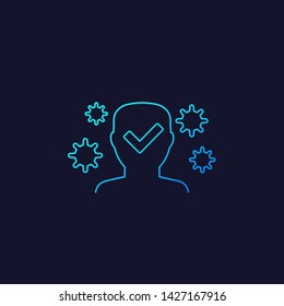 immune system icon isolated on dark, line vector