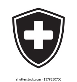 Immune system icon. Medical cross in the shield. Vector