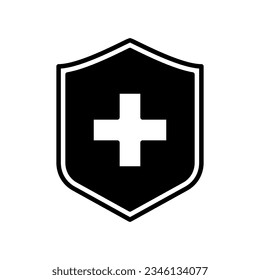 
Immune system icon. Medical cross on shield. illustration isolated on white background
