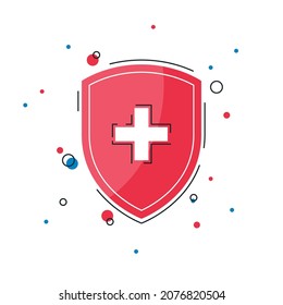 Immune system icon. Medical shield. Antibacterial defense concept. Vector illustration in flat style isolated on a white background.