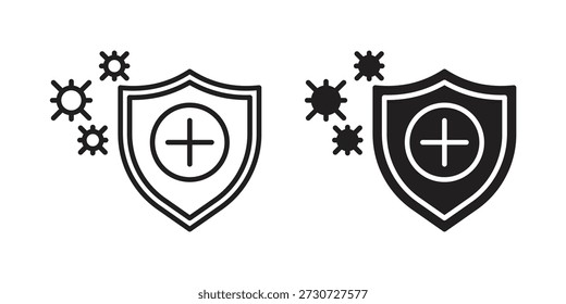 Iconos del sistema inmunológico para el diseño. Trazo fácilmente editable. Diseño plano moderno.