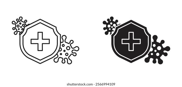 Immune system icons in outline and fill. vector illustration for ui.