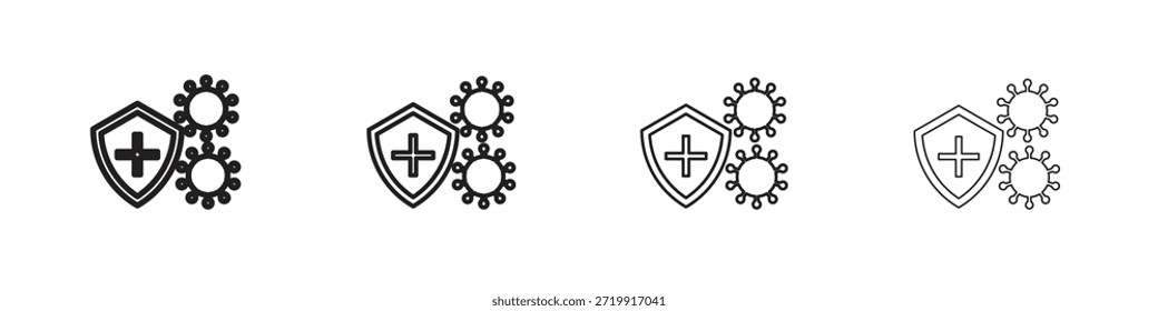 Immune system icons, Set of linear icons. Black linear palm icons