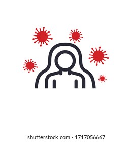 Immune System Line Icon, Vector Illustration 