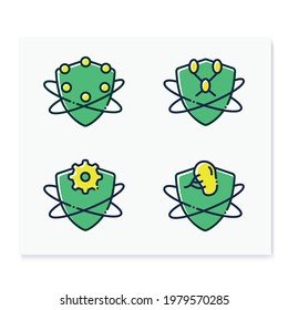 Immune System Line Icons Set. Immunology Concept. Complement And Lymphatic System,adaptive Immunity, Spleen. Health, Disease Prevention. Isolated Vector Illustrations. Editable Stroke