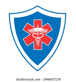 Immune system, medical shield icon in trendy flat style design