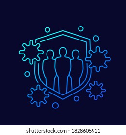 immune system, strong immunity line vector icon