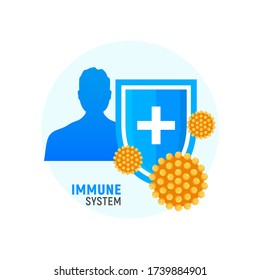 Immune system vector icon logo. Health bacteria virus protection. Medical prevention human germ