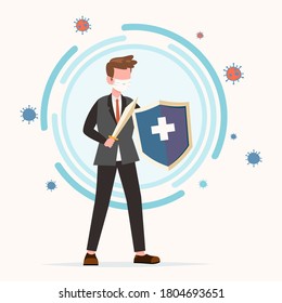 	
Immune System Vector Icon Logo. Health Bacteria Virus Protection. Medical Prevention Human Germ. Healthy Man Reflect Virus Attack With Shield. Boost Immunity With Medicine Concept Illustration