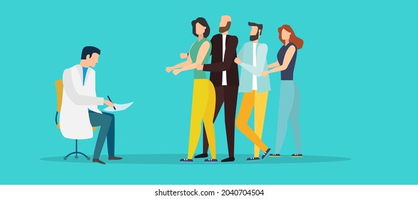 Immune system vector icon logo. Protection against bacteria health viruses. Medical prevention of human germs. A healthy mans and womans stand behind a shield and repel an attack of bacteria