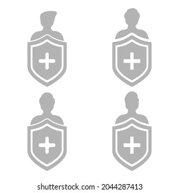 Logo del icono del vector del sistema inmunitario. Protección del virus bacteriano sanitario. Prevención médica germen humano