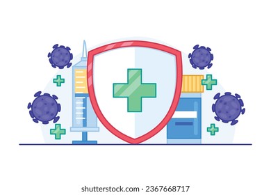Immune system vector illustration. Immunity vector illustration.