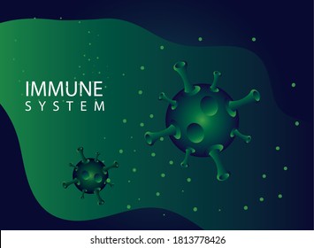 immune system with virus cell vector illustration design