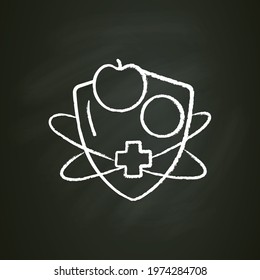 Immune system vitamins chalk icon. Nutritive supplements.Immunity strengthening concept. Body defence system. Health, intolerance. Isolated vector illustration on chalkboard