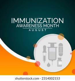 Im August wird jedes Jahr ein Monat der Immunisierung beobachtet, es ist der Prozess, durch den das Immunsystem des Einzelnen gegen einen Erreger angereichert wird. Vektorgrafik