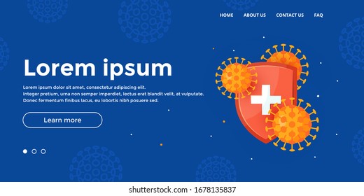 Immunity banner. Immune system concept. Medical hero image design for clinics, hospitals, healthcare websites. Vector illustration in cartoon style.