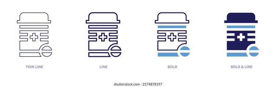 Immunity booster icon in 4 different styles. Thin Line, Line, Bold, and Bold Line. Duotone style. Editable stroke.