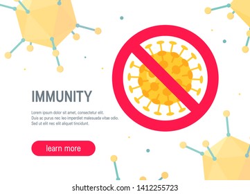 Immunity concept. Isometric illustration on white background, vector. Horizontal template for web banners, advertising etc.