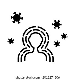 Conjunto de iconos de línea plana de inmunidad. Protección antibacteriana o sistema inmunitario. Un hombre sano refleja un ataque bacteriano con escudo. Simple ilustración vectorial plana para tienda, sitio web o aplicación móvil.