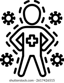Immunity Icon Line Vector Illustration