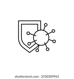 Icono de inmunidad Arte de línea delgada aislado