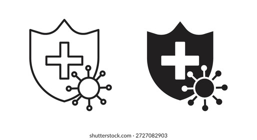 Conjunto de iconos de inmunidad. Ilustración vectorial de línea simple