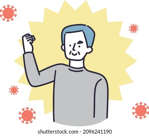 Immunity Infectious Disease Prevention Senior Man Simple Illustration