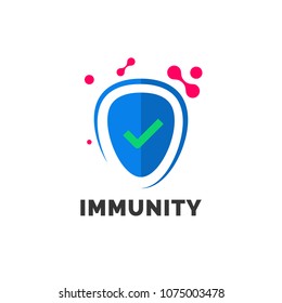 Immunity Logo Template For Vector Immune Medicine Or Protection Shield Icon For Pharmaceutical Laboratory Design