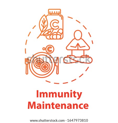 Immunity maintenance concept icon. Cure for virus. Food with vitamin C. Supplement capsules. Strong health. Influenza prevention idea thin line illustration. Vector isolated outline RGB color drawing