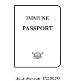 Immunity passport. Sample design. Linear monochrome icon. Document of a person who is immune to coronavirus Covid 19. Vector illustration.