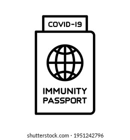 Immunity passport. Simple design. Line vector. Isolated on white background.