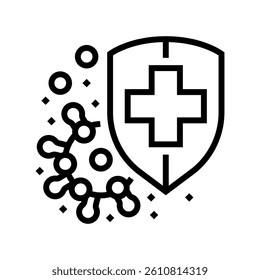 immunity shield immunization line icon vector. immunity shield immunization sign. isolated contour symbol black illustration