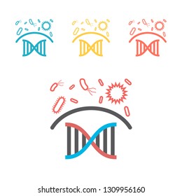Immunity system line icon. Human immune system vector design. Virus and bacteria illustration