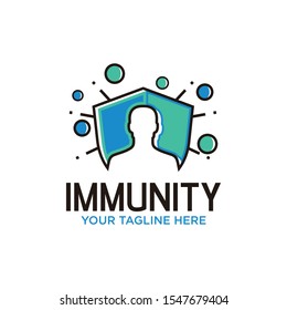 Immunity system logo template. Human immune system vector design. Virus and bacteria illustration. vector