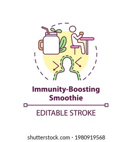 Immunity-boosting smoothie concept icon. Home beauty treatment idea thin line illustration. Nourishing drinks. Strengthening immunity. Vector isolated outline RGB color drawing. Editable stroke