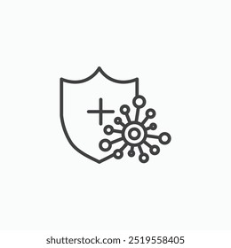 Immunityline in Thin line black color. flat simple vector symbols illustration.