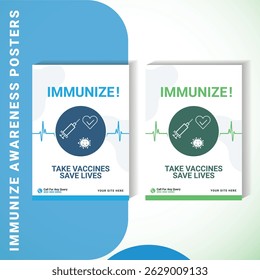 Diseño de carteles de concienciación sobre la inmunización Diseño de la campaña de vacunación médica azul y verde