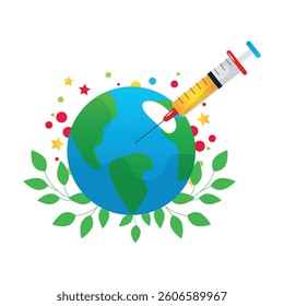 Immunization Campaign Concept. Flat Cartoon Vector Illustration.