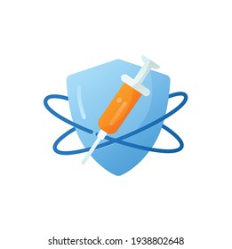 Immunisierungsflachsymbol. Impfung. Konzept des Immunsystems. Immunologie. Körperschutzsystem. Gesundheit, Immunität, Krankheitsprävention. 3D-Vektorgrafik