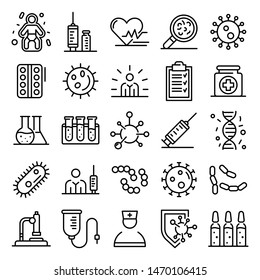 Immunization icons set. Outline set of immunization vector icons for web design isolated on white background