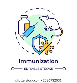 Immunization multi color concept icon. Hybridoma technology. Antibody production. Laboratory mouse. Round shape line illustration. Abstract idea. Graphic design. Easy to use in article