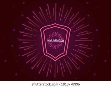 Immunisierung mit Schutzschild, Viren und Bakterien, Vektorgrafik-Design