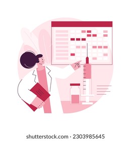 Immunization schedule abstract concept vector illustration. Prevention care schedule, infectious diseases prevention, children vaccination plan, adult immunization calendar abstract metaphor.