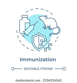 Immunization soft blue concept icon. Hybridoma technology. Antibody production. Laboratory mouse. Round shape line illustration. Abstract idea. Graphic design. Easy to use in article