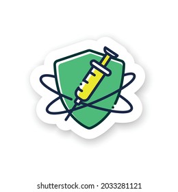 Symbol für den Impfschutz. Impfung. Abzeichen des Immunsystems für Designs. Immunologie. Körperschutzsystem. Gesundheit, Immunität, Krankheitsprävention, Vektorsymbol
