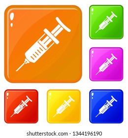 Immunization syringe icons set collection vector 6 color isolated on white background