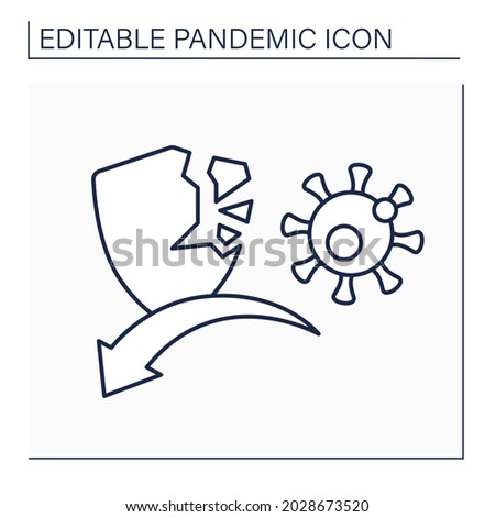Immunocompromised line icon. Weakness immune system. Susceptible to infections. Unprotected. Pandemic concept. Isolated vector illustration. Editable stroke