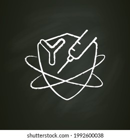 Immunoglobulin Therapy Chalk Icon. Health Injections. Immunology Concept. Body Defence System. Health, Immunity, Disease Prevention. Isolated Vector Illustration On Chalkboard